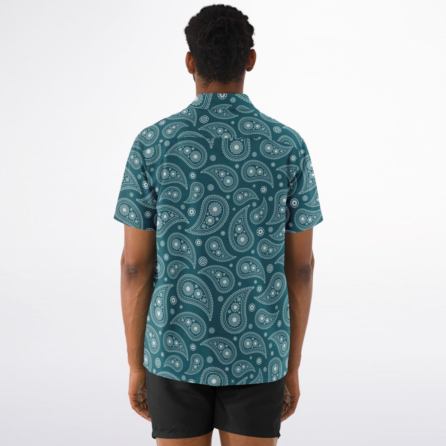 Paisley Pattern Spread Collar Short Sleeve Shirt