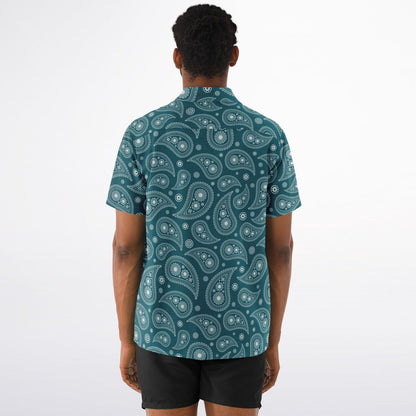 Paisley Pattern Spread Collar Short Sleeve Shirt