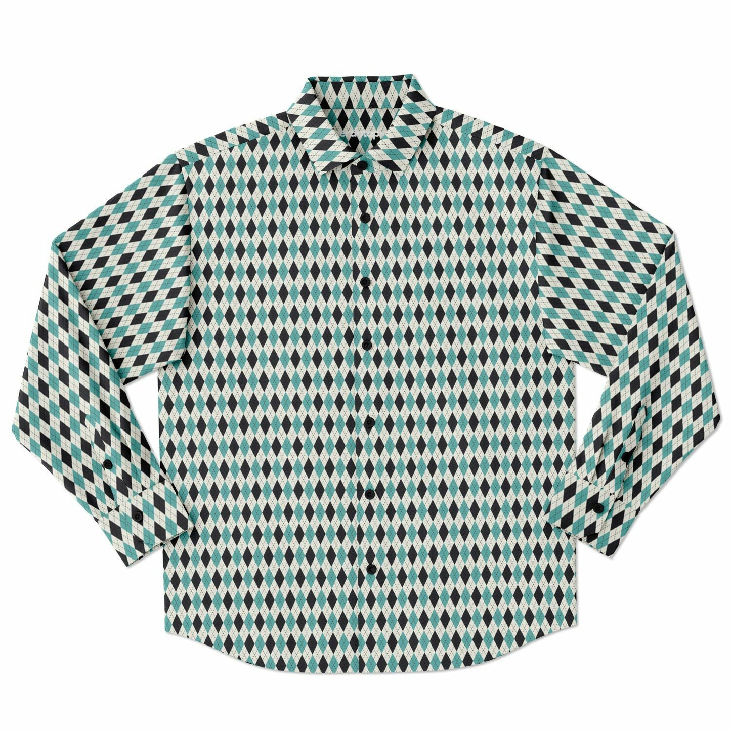 Tile Pattern Long Sleeve Button Down Shirt - AOP