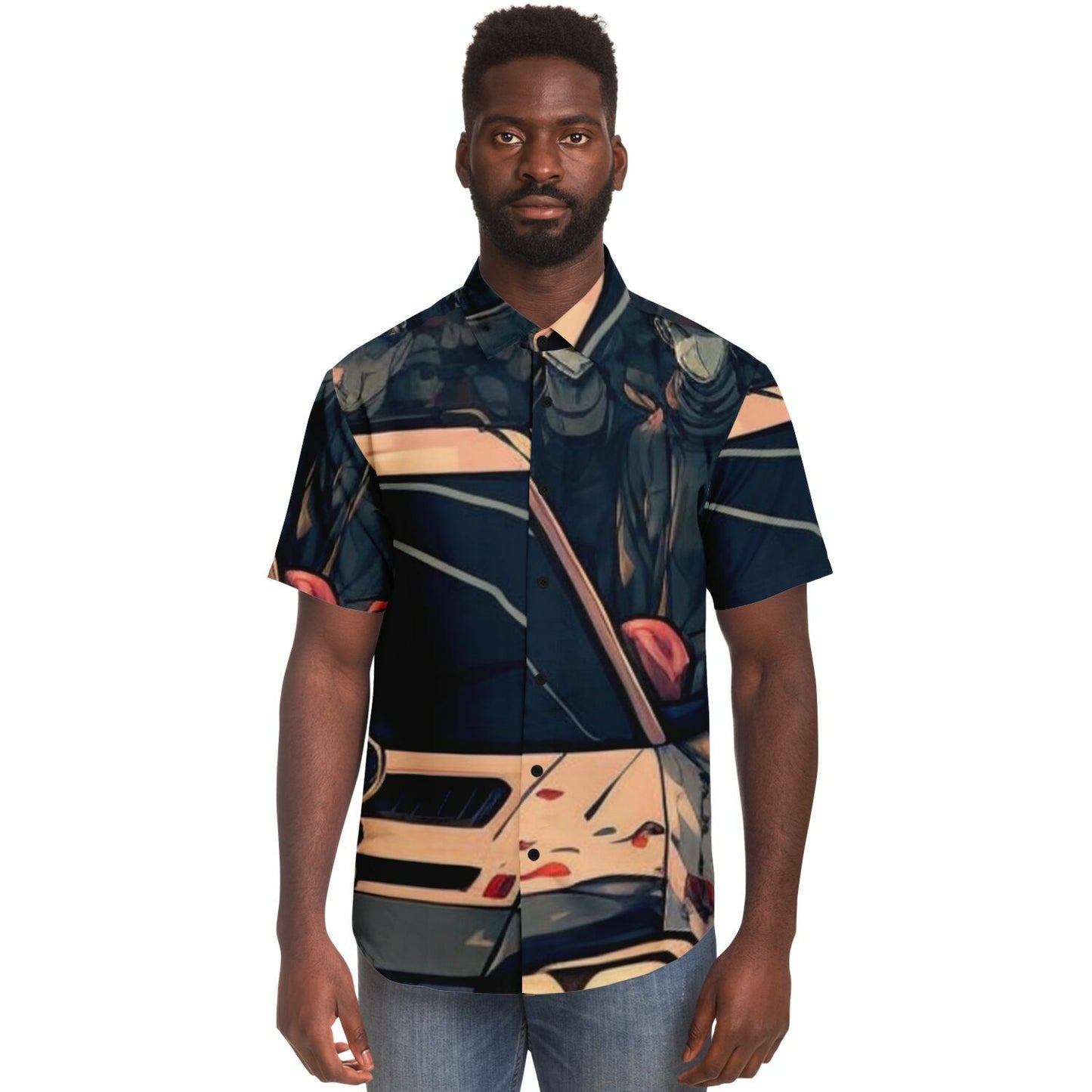 Japanese Illustration JDM Art Short Sleeve Button Down Shirt - AOP