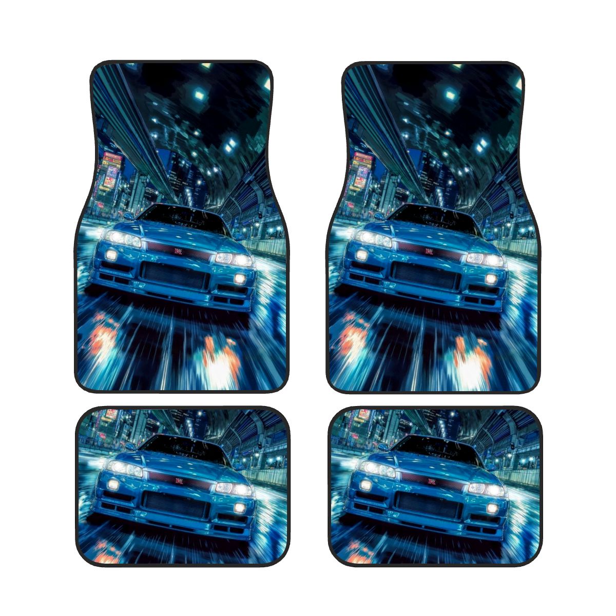 GTR R34 High Speed Illustration Automotive Floor Mats – JDM Racing-Inspired Car Accessory