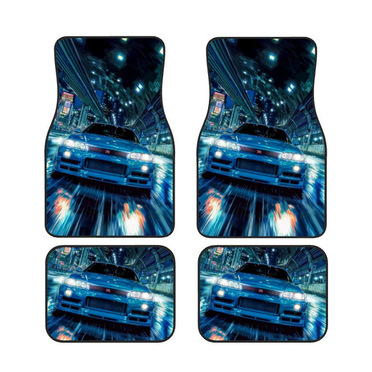 GTR R34 High Speed Illustration Automotive Floor Mats – JDM Racing-Inspired Car Accessory
