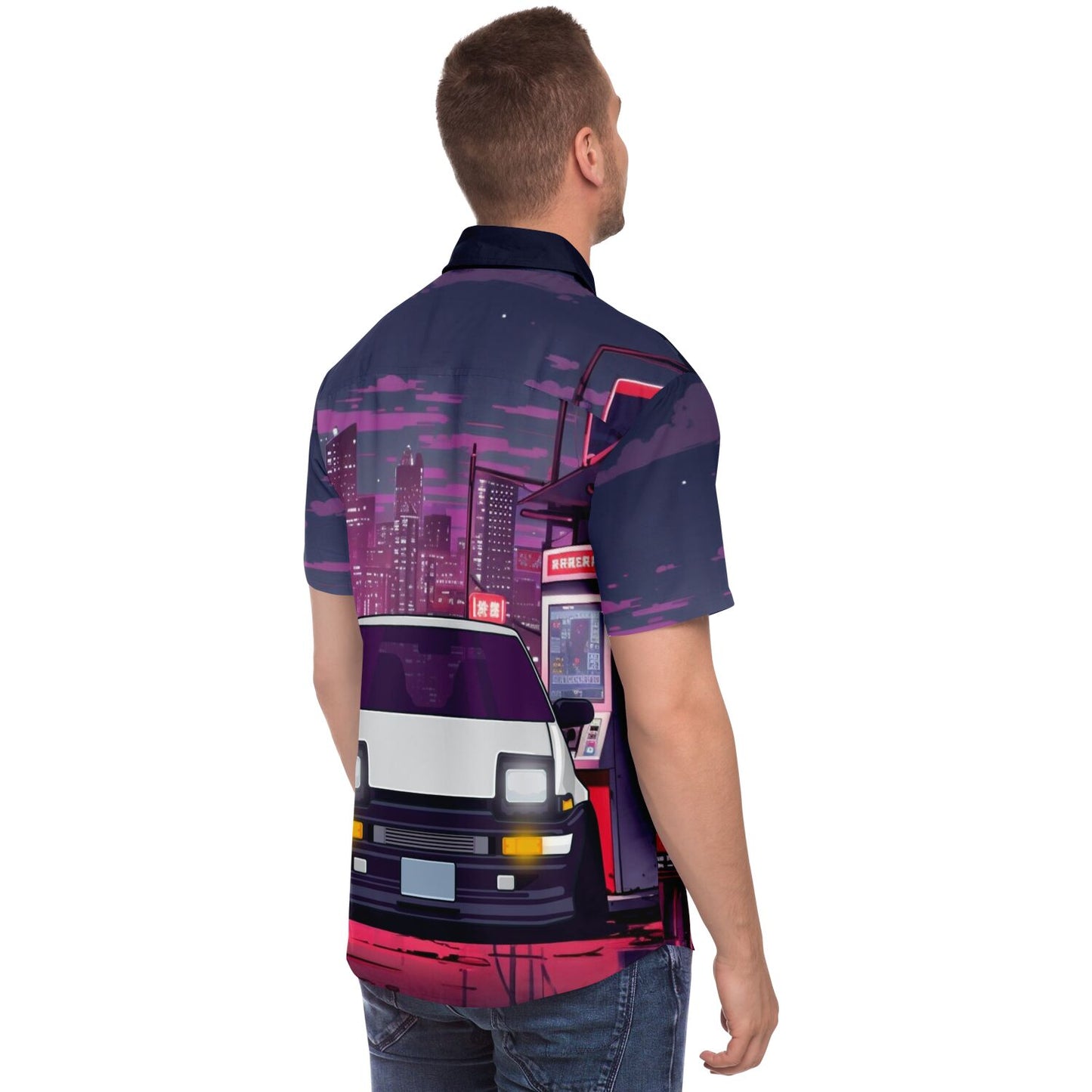 AE86 Illustration Short Sleeve Button Down Shirt - AOP
