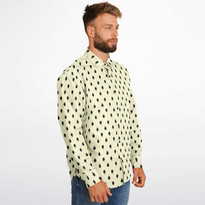 Brushstroke Pattern Long Sleeve Button Down Shirt - AOP