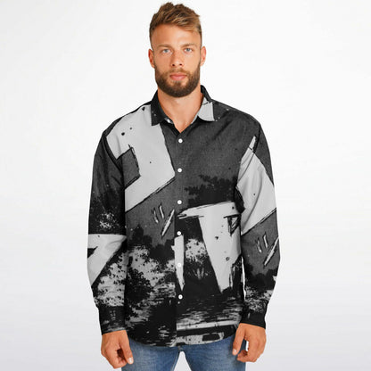 Initial D Illustration Long Sleeve Button Down Shirt - AOP
