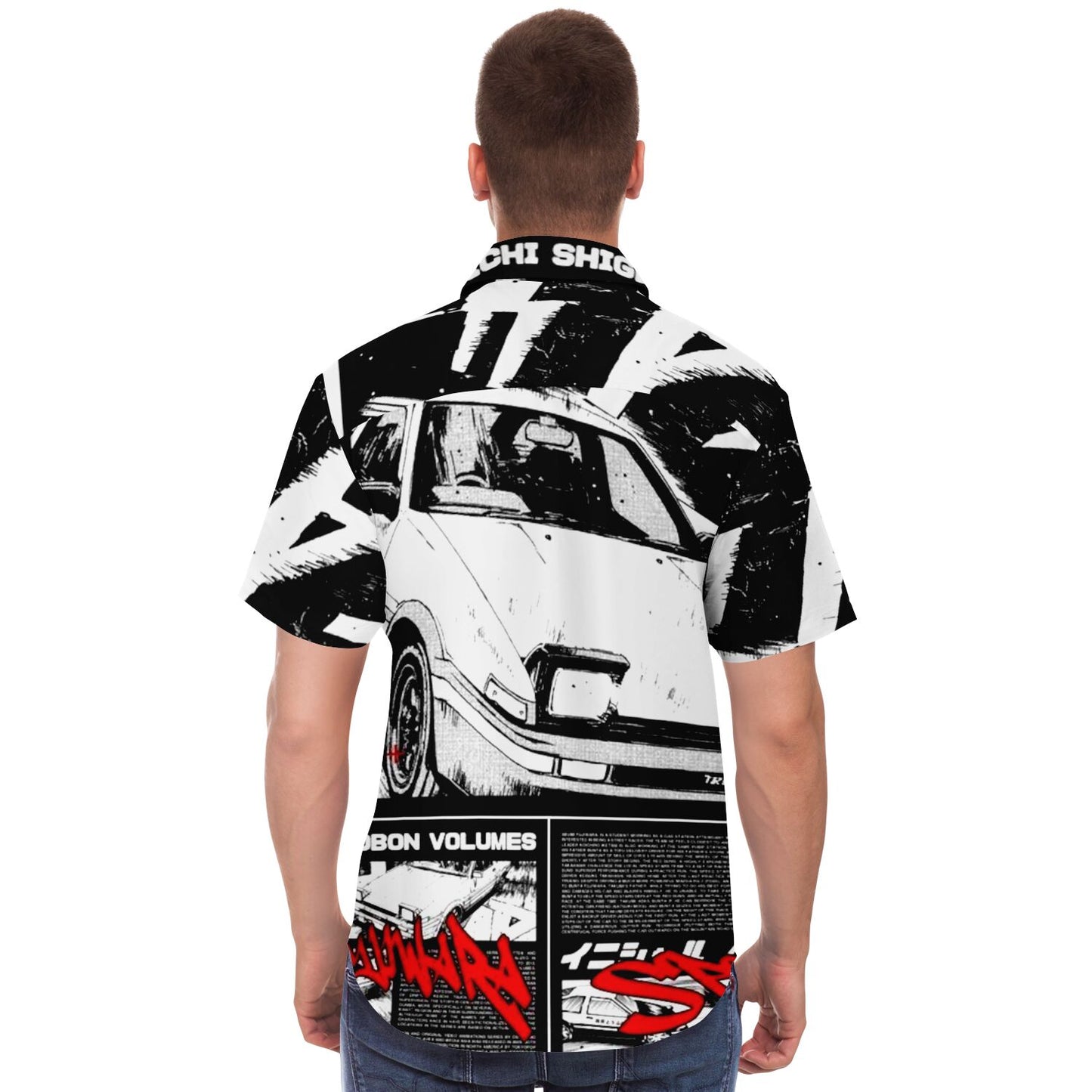 Initial D Trueno Art Short Sleeve Button Down Shirt - AOP