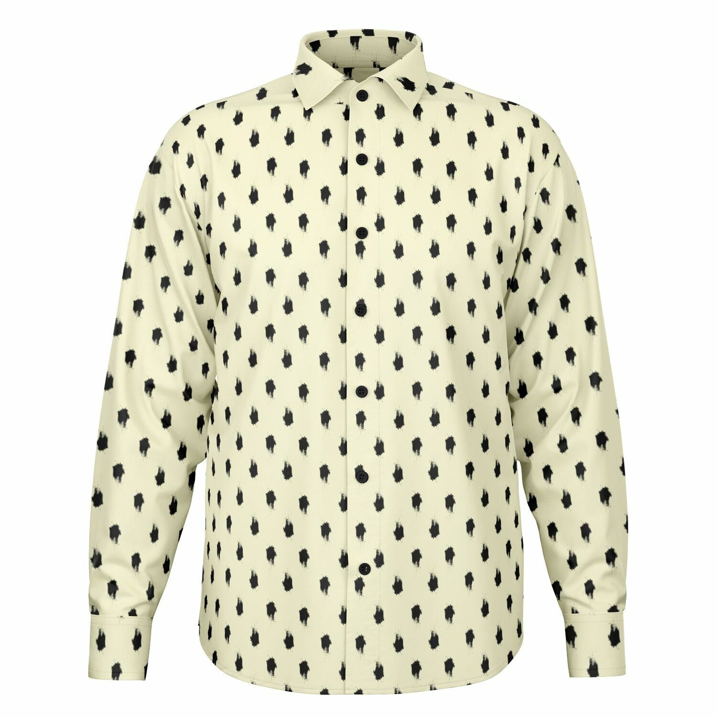 Brushstroke Pattern Long Sleeve Button Down Shirt - AOP