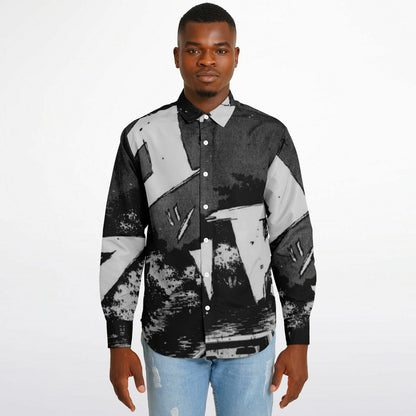 Initial D Illustration Long Sleeve Button Down Shirt - AOP