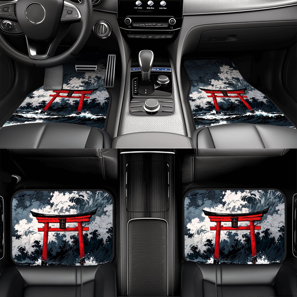 Japanese Inspired Artwork Automotive Floor Mats