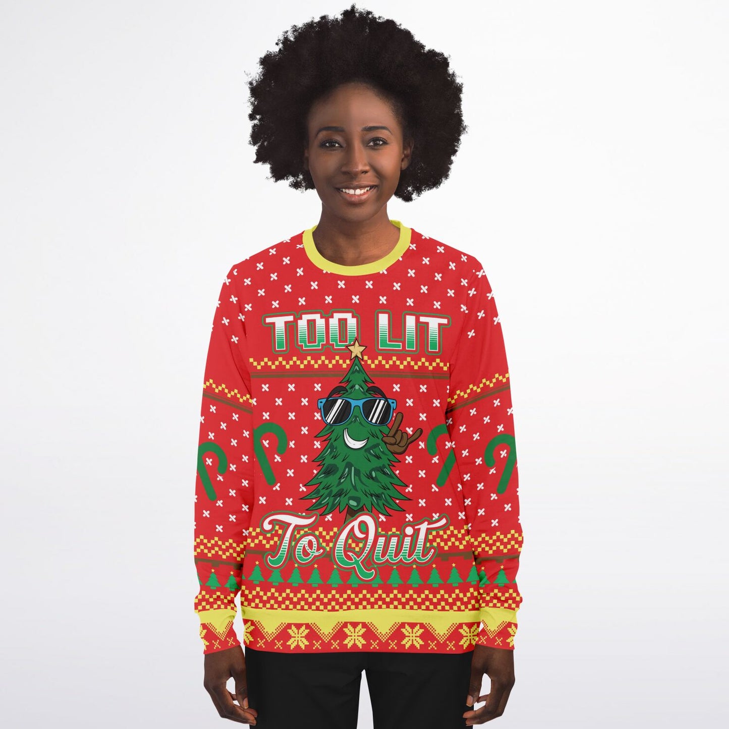 Too Lit To Quit Funny Christmas Sweatshirt