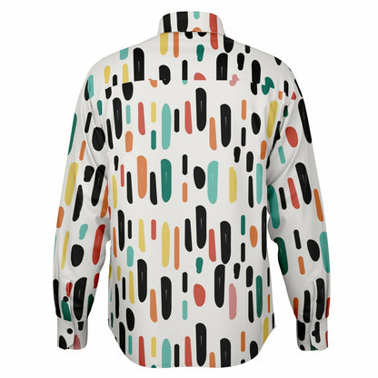 Colored Brush Strokes Long Sleeve Button Down Shirt - AOP