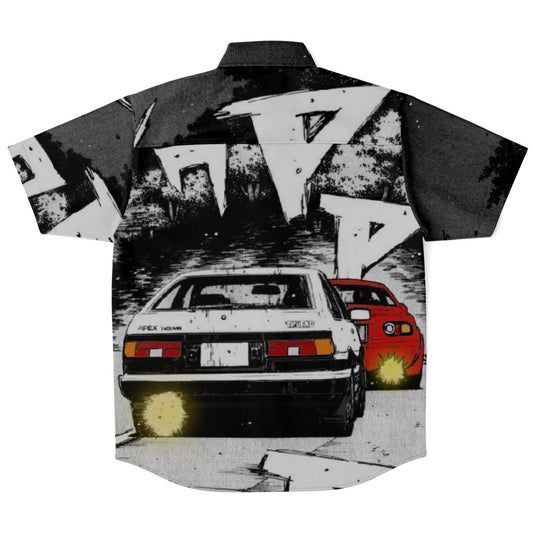 Initial D Illustration Short Sleeve Button Down Shirt - AOP