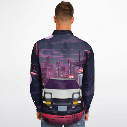 AE86 Illustration Long Sleeve Button Down Shirt - AOP