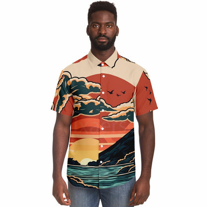 Evo X Illustration Short Sleeve Button Down Shirt - AOP