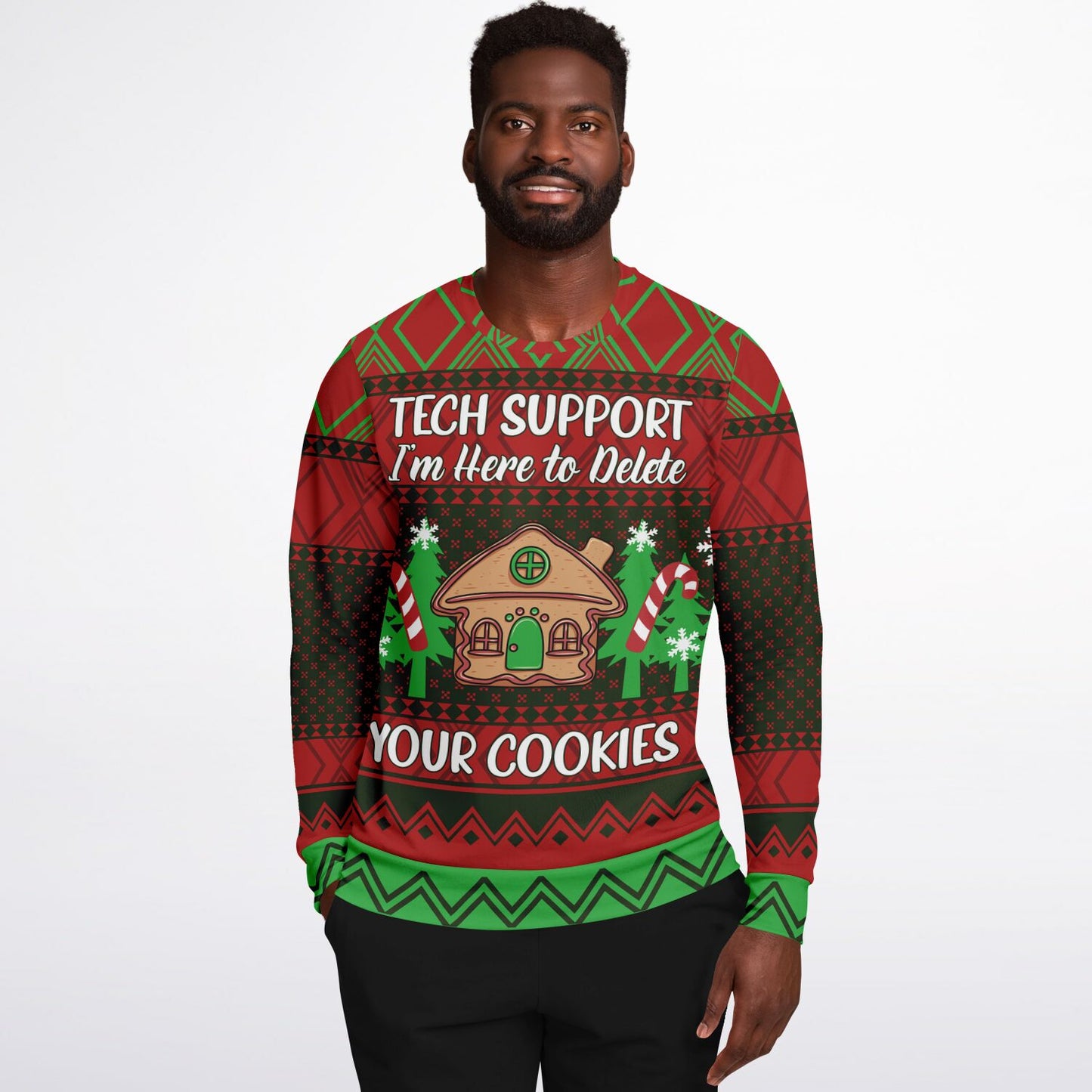 Tech Support Funny Ugly Holiday Printed Sweatshirt
