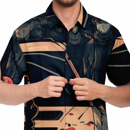 Japanese Illustration JDM Art Short Sleeve Button Down Shirt - AOP