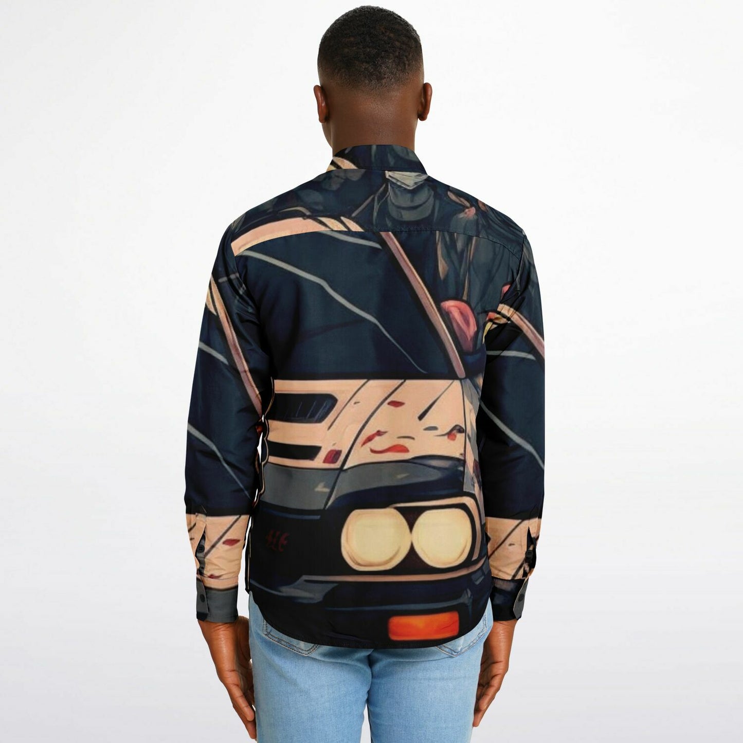 Japanese Illustration JDM Art Long Sleeve Button Down Shirt - AOP