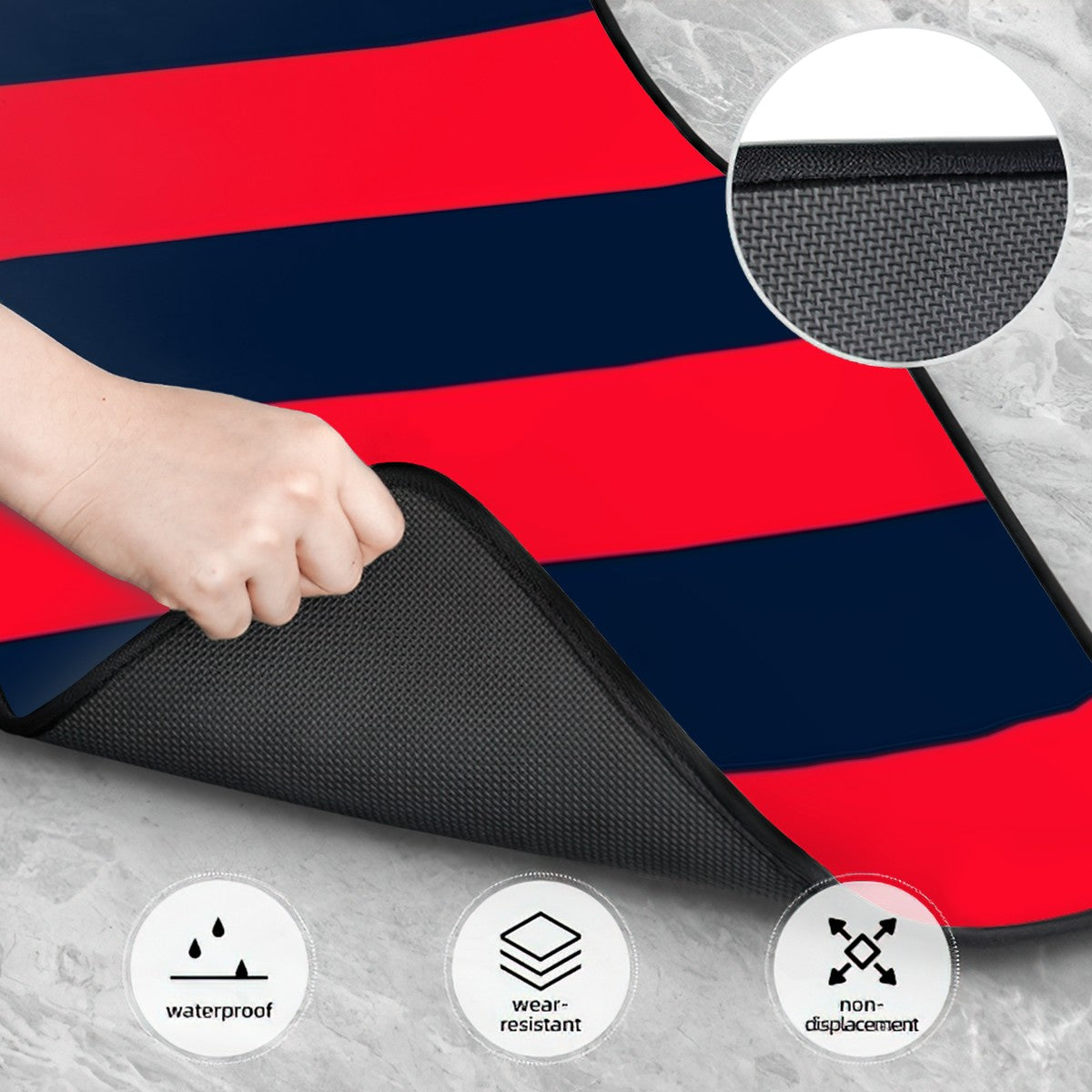 Red & Navy Stripes Automotive Floor Mats
