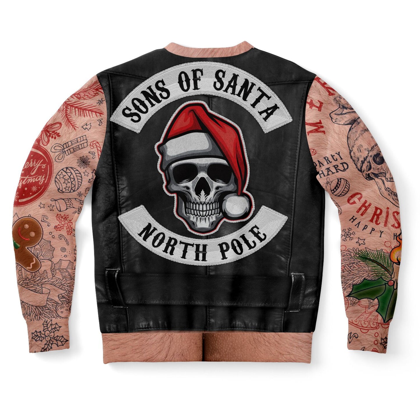 Sons of Santa Biker Leather Jacket Printed Sweatshirt