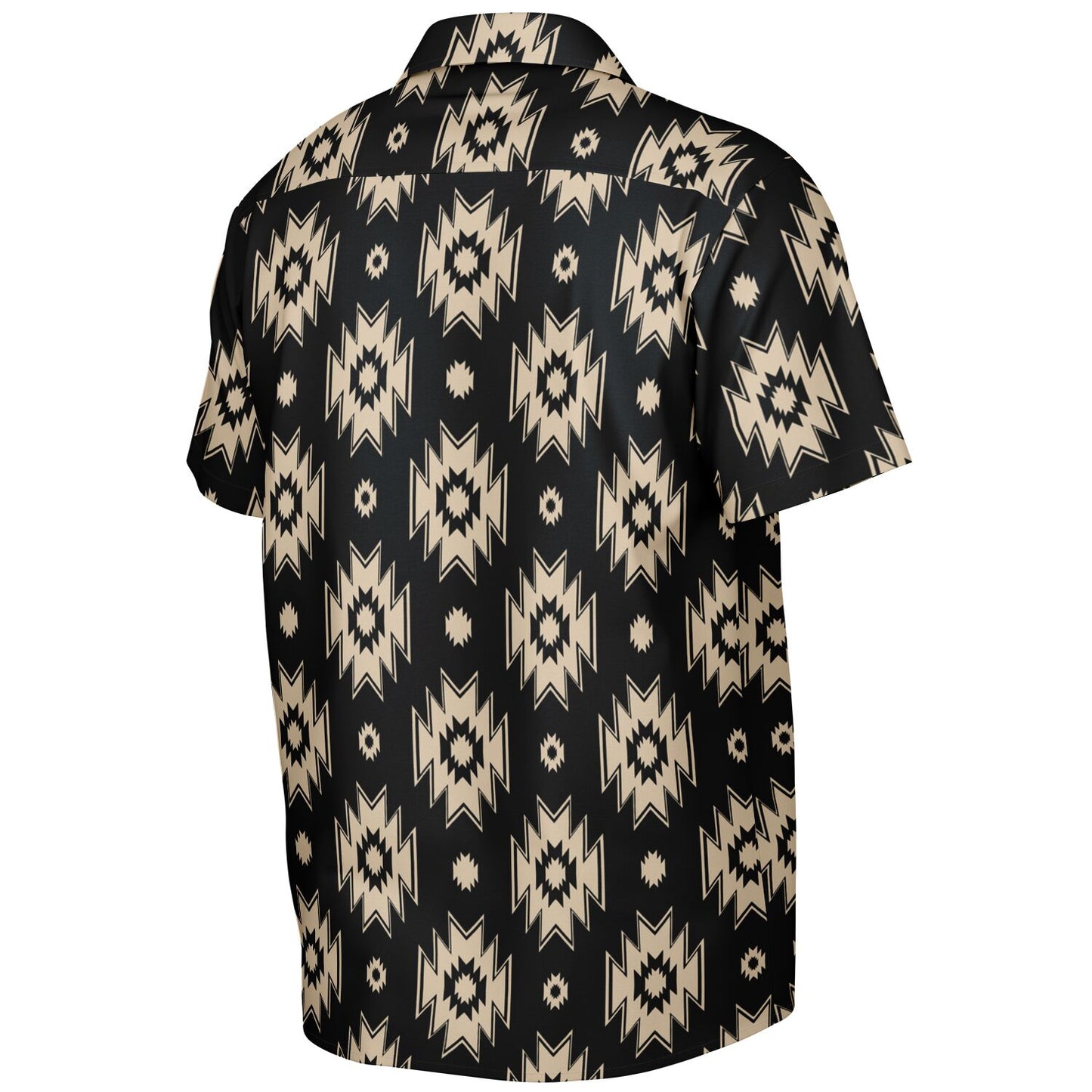 Tribal Pattern Spread Collar Short Sleeve Shirt