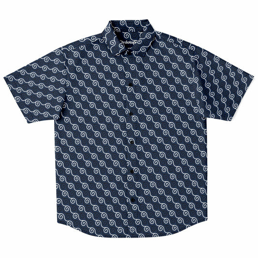 Linen Texture Print Short Sleeve Button Down Shirt - AOP