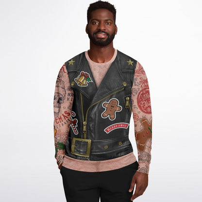 Sons of Santa Biker Leather Jacket Printed Sweatshirt