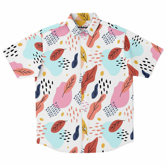 Leaves Painting Short Sleeve Button Down Shirt - AOP