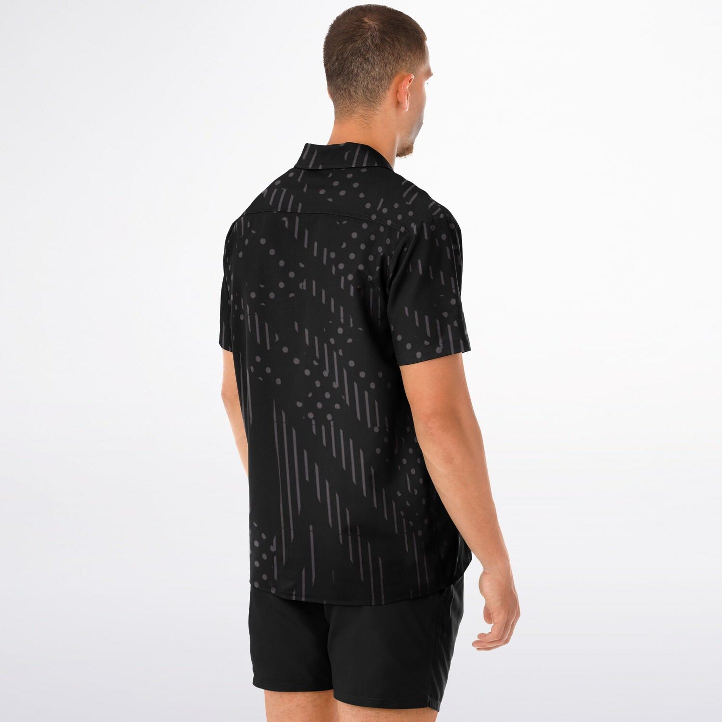 Minimalistic Black Pattern Spread Collar Shirt