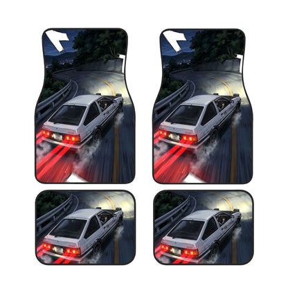 Four car floor mats with a police car design on a white background