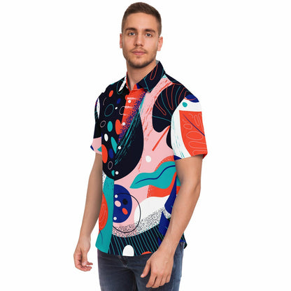 Abstract Leaves Painting Short Sleeve Button Down Shirt - AOP