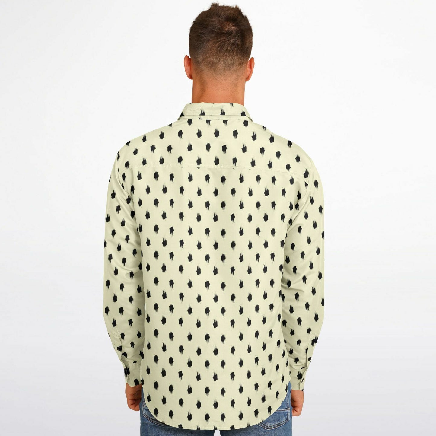 Brushstroke Pattern Long Sleeve Button Down Shirt - AOP