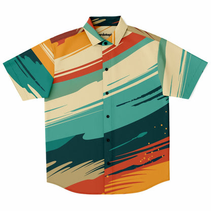 Abstract Grunge Paintstrokes Short Sleeve Button Down Shirt - AOP