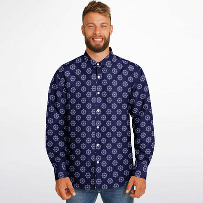 Seamless Circle Pattern Long Sleeve Button Down Shirt - AOP