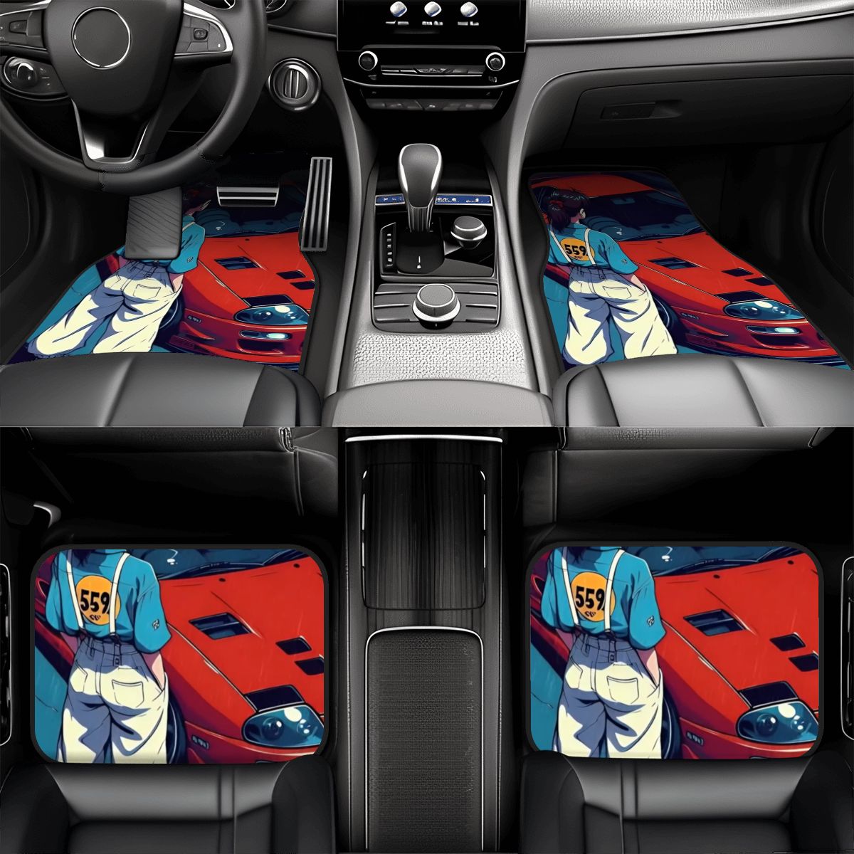 Supra Girl Illustration Automotive Floor Mats
