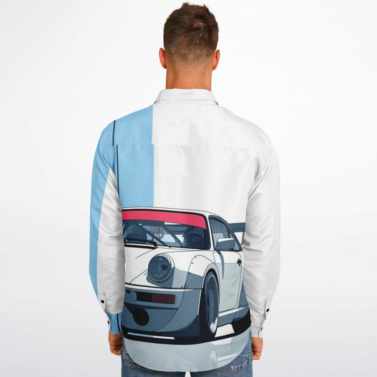 Turbo S Illustration Art Long Sleeve Button Down Shirt - AOP
