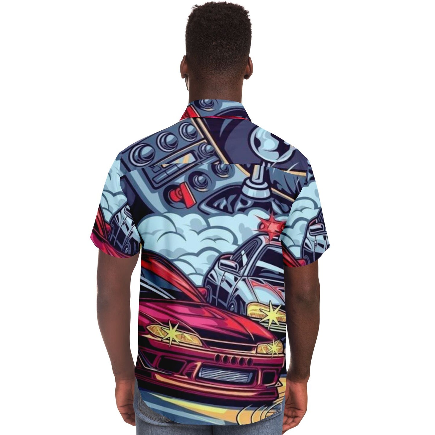 Silvia Illustration Short Sleeve Button Down Shirt - AOP