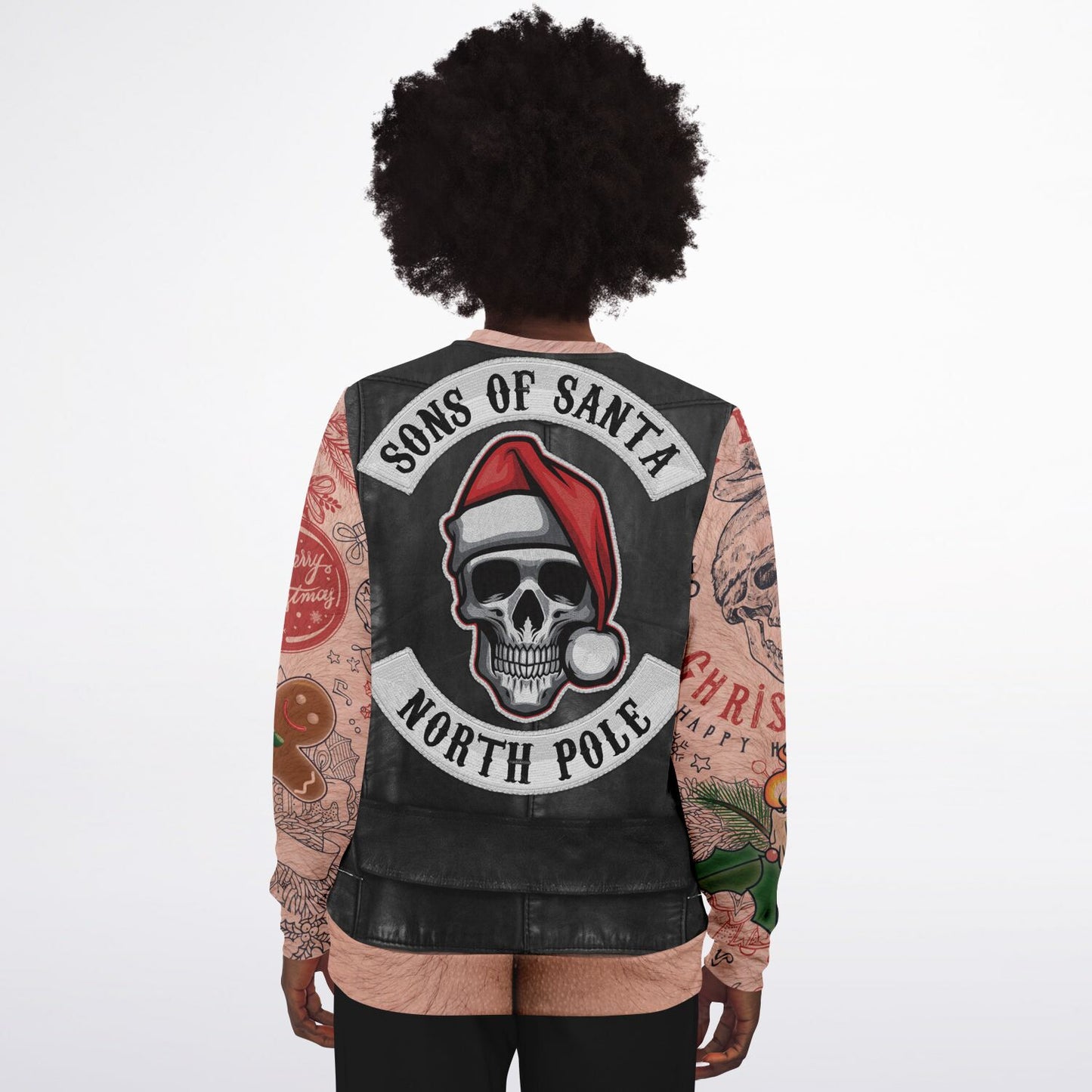 Sons of Santa Biker Leather Jacket Printed Sweatshirt