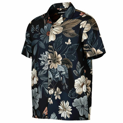Floral Navy Spread Collar Short Sleeve Shirt