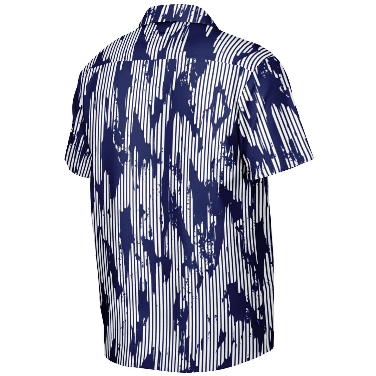 Blue Abstract Spread Collar Short Sleeve Shirt