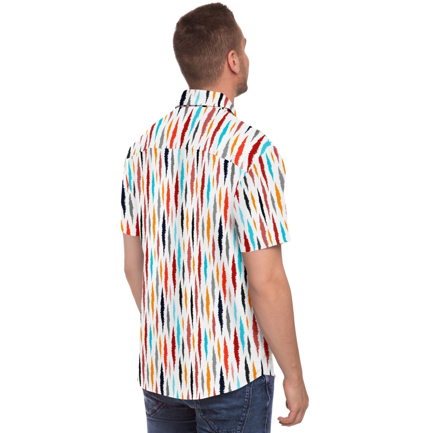 Colored Seamless Pattern Short Sleeve Button Down Shirt - AOP
