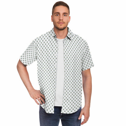 Geometric Pattern Short Sleeve Button Down Shirt - AOP