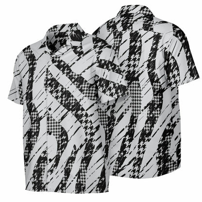 B&W Abstract Spread Collar Short Sleeve Shirt
