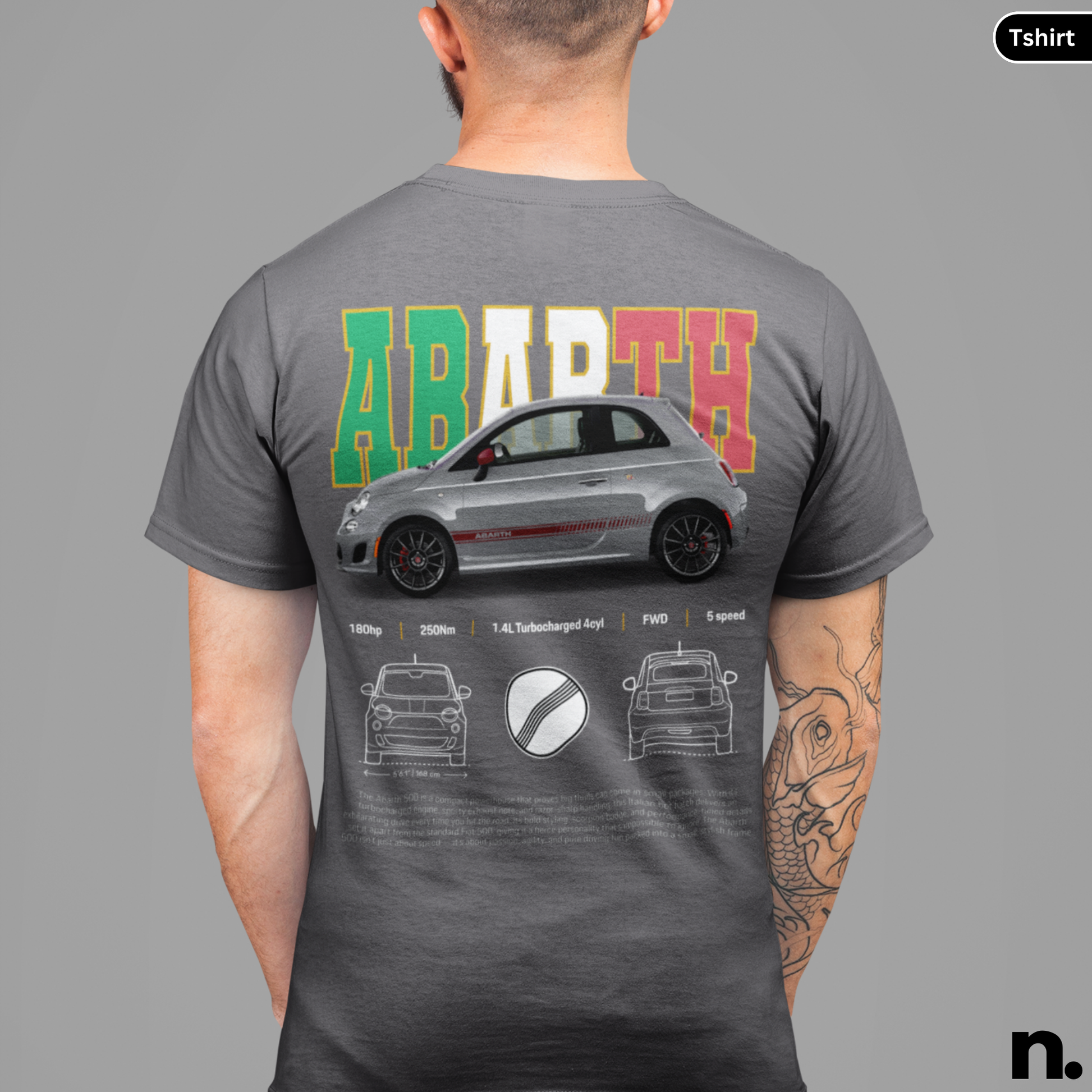  Abarth 500 Poster Style T-shirt grey
