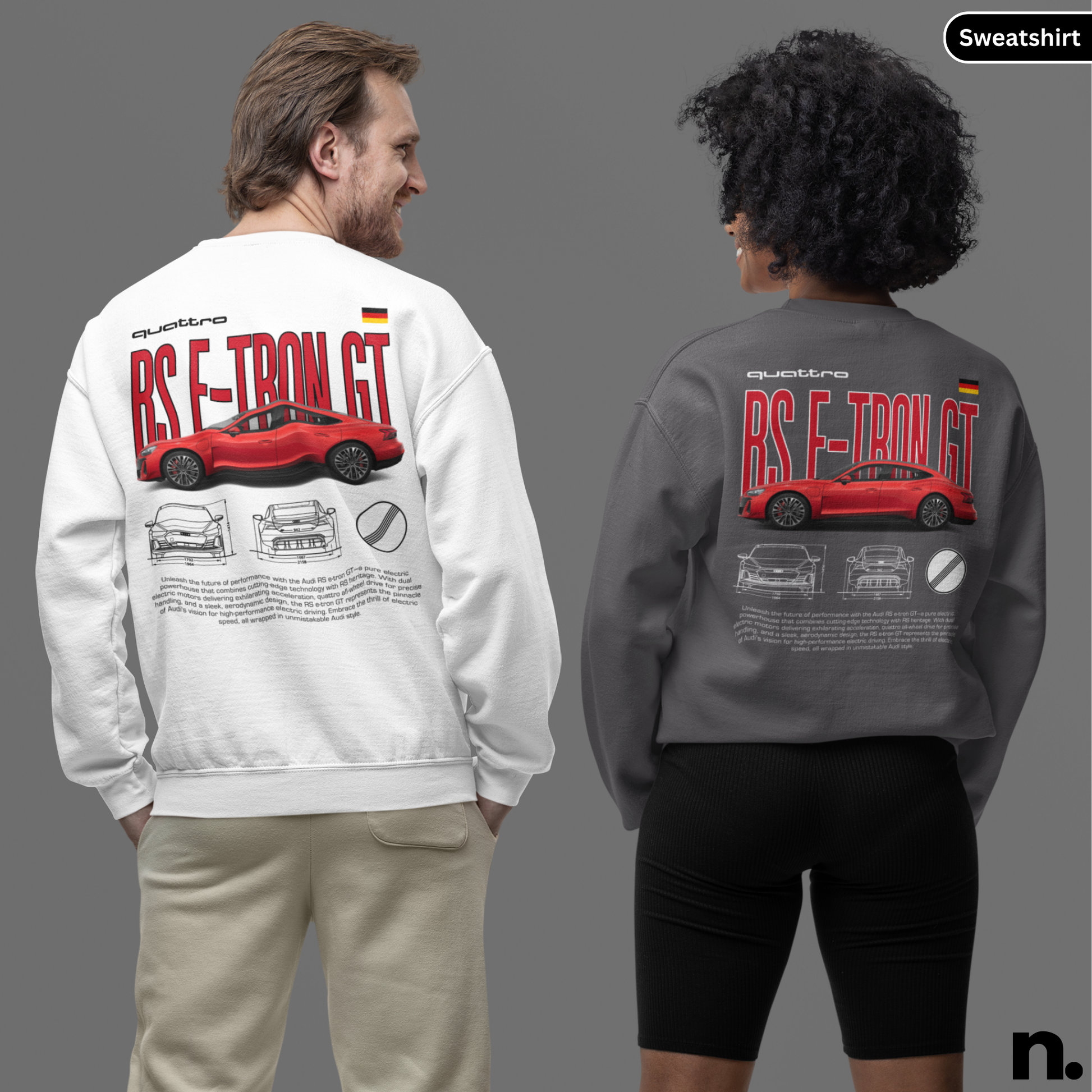 AudiRSE-tronGTPosterStyle-Nerdotopia-SweatshirtImage-white. & charcoal Colour
