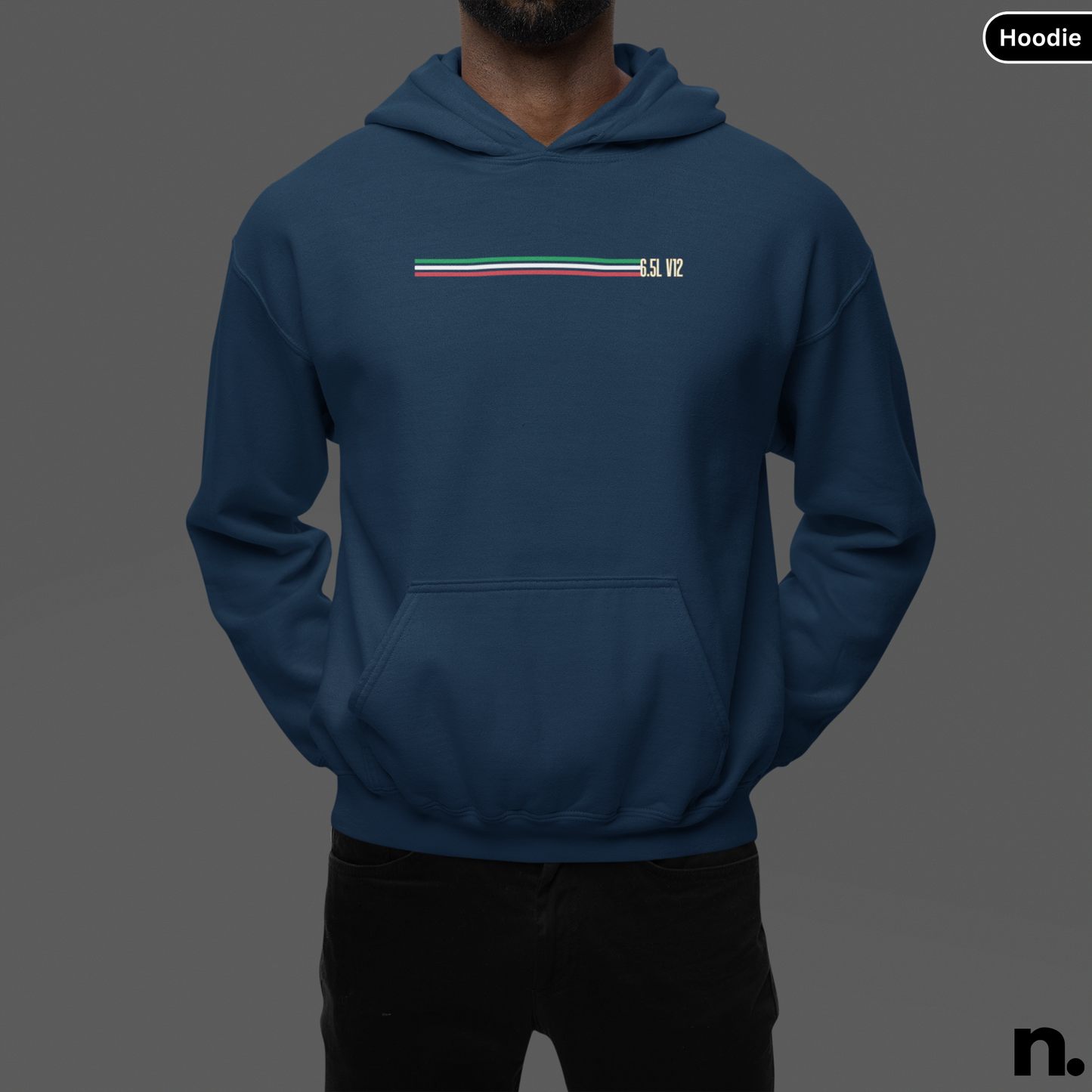 12 Cilindri poster style engine graphic printed on unisex hoodie
navy