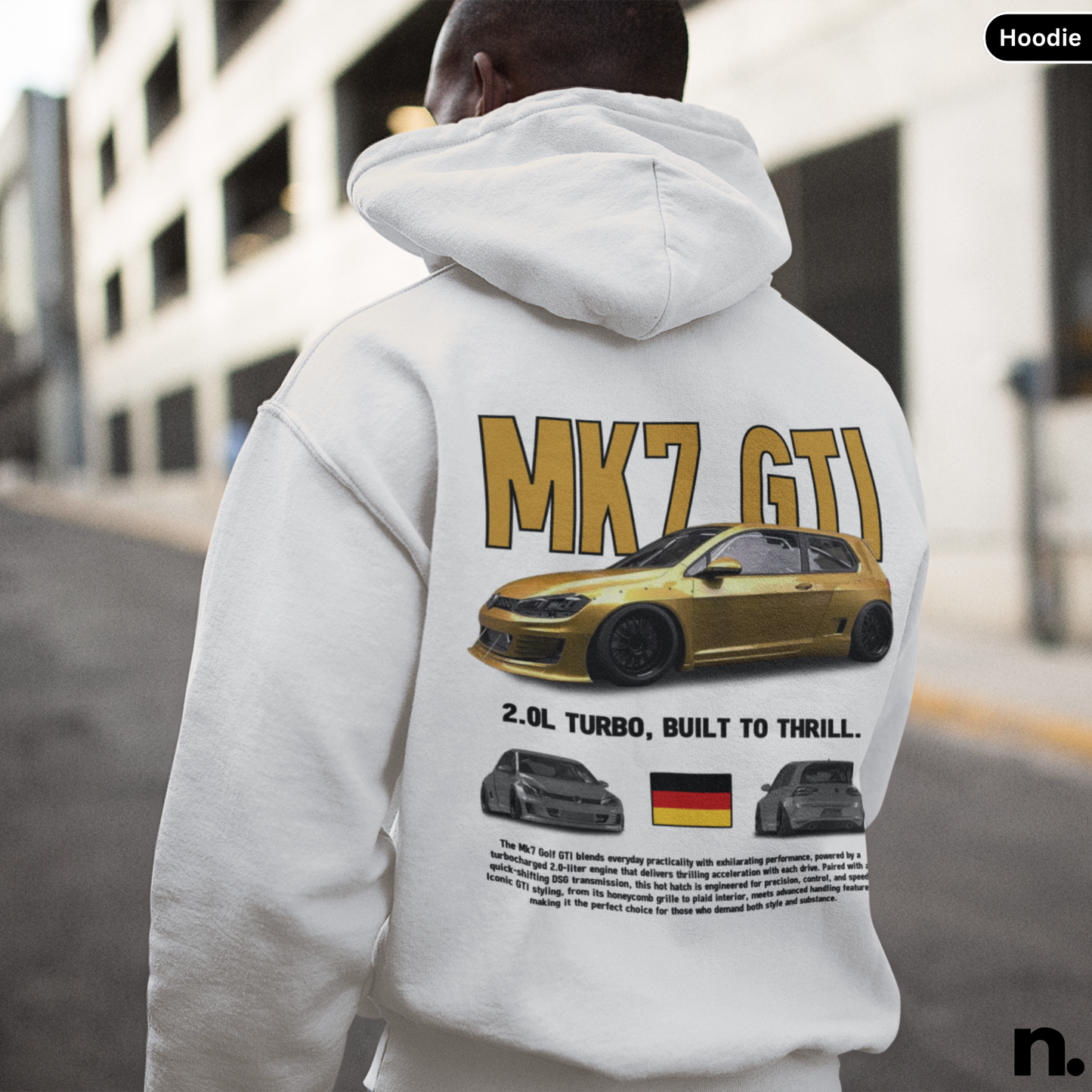 VW Golf GTI Mk7 Poster Style Back Print Unisex Hoodie