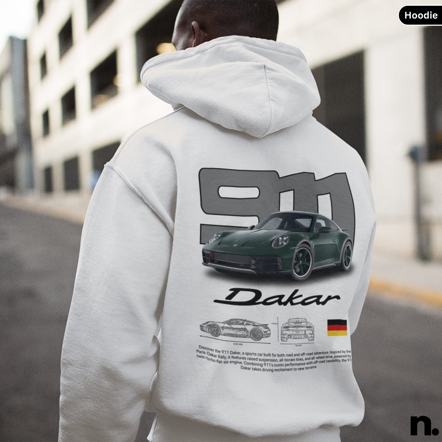 911 Dakar Poster Style Back Print Unisex Hoodie