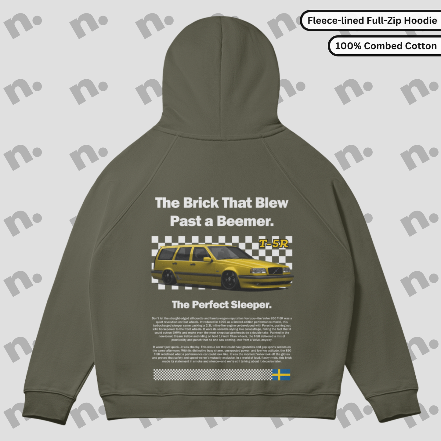 T5R Brick Premium Fleece-lined Zip-up Hoodie