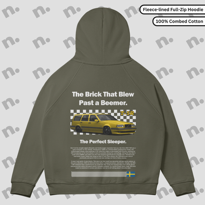 T5R Brick Premium Fleece-lined Zip-up Hoodie