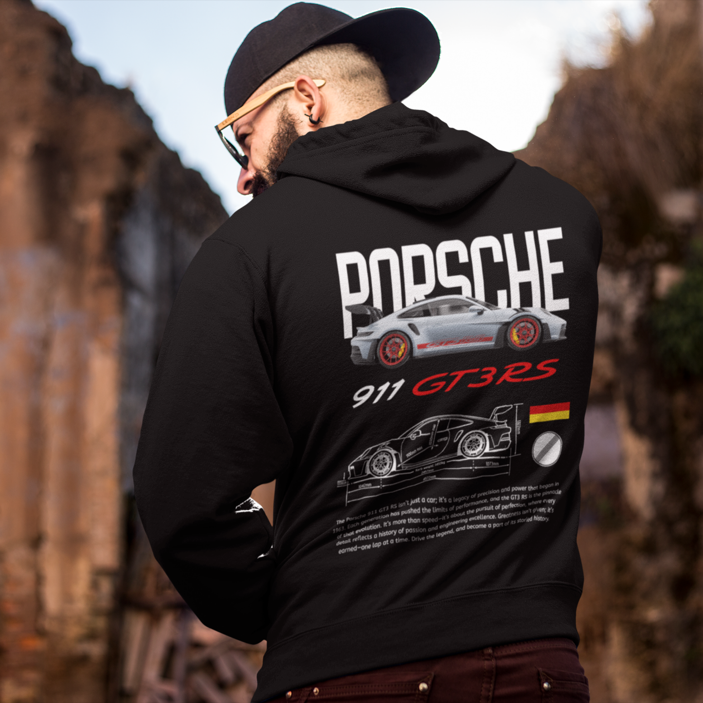 911 GT3RS Poster Style Back Design Unisex Hoodie